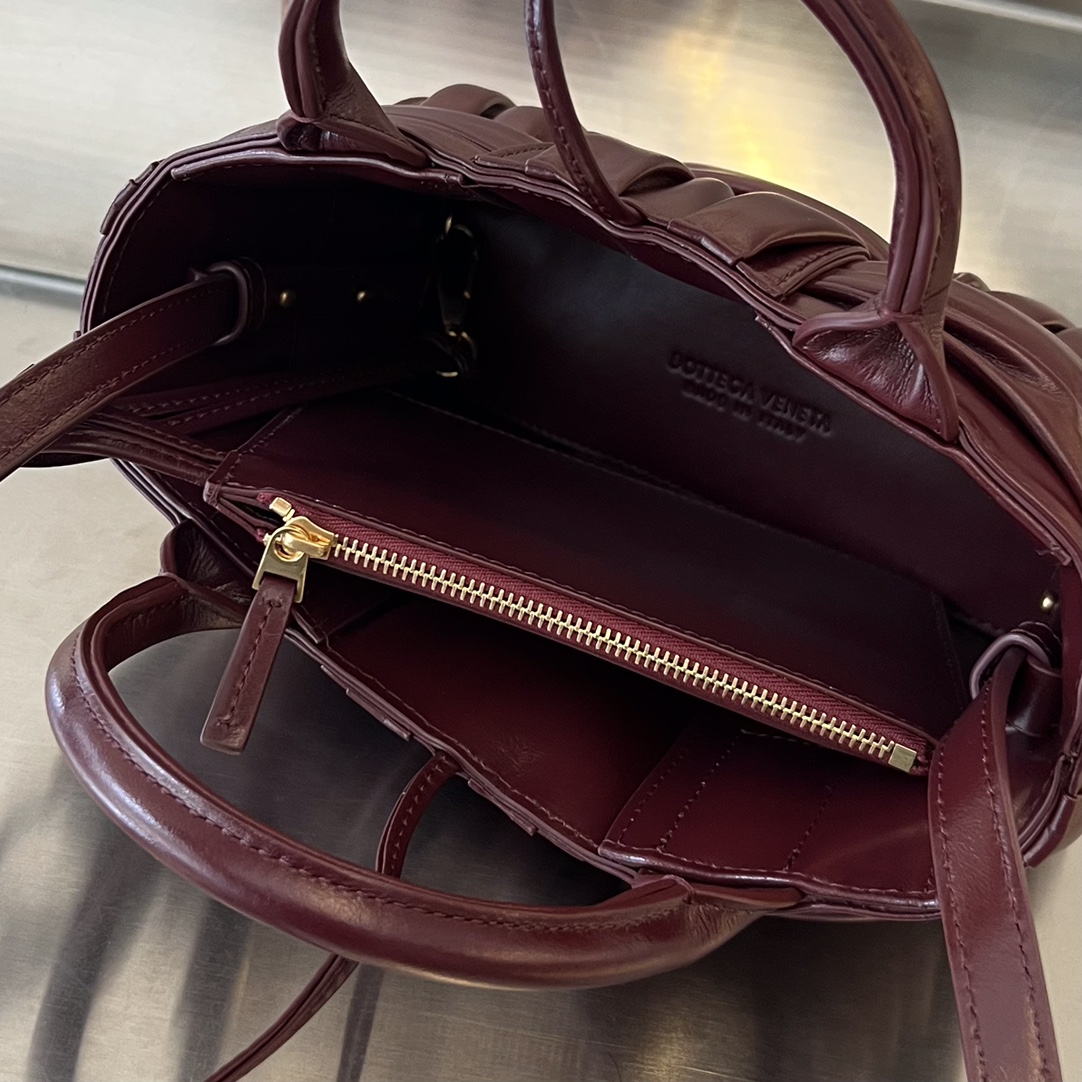 Micro Candy Arco Intreccio Leather Tote Bag Bordeaux